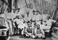 The first English touring team on board ship at Liverpool in 1859