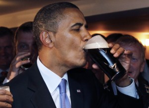Obama with a Guinness