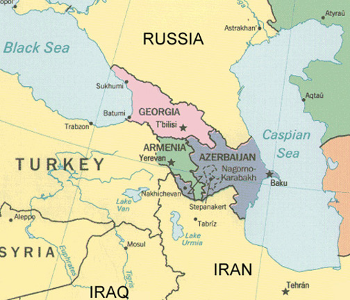 Map of modern day Armenia