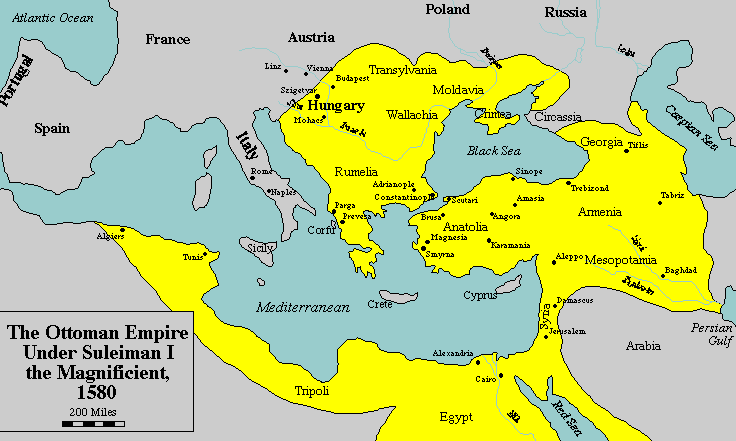 The vast swath of the Ottoman Empire