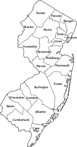 map of New Jersey counties