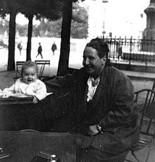 Gertrude Stein with Ernest Hemingway's son Jack in 1924