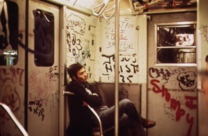 New York City subway car in the 1970s