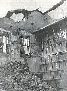 Bombing damage to the refectory that could have been worse if not for the reinforcements