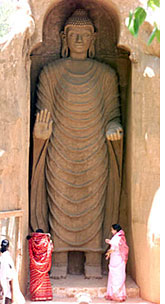 A sixth-century Buddha statue at Bamiyan in Afghanistan