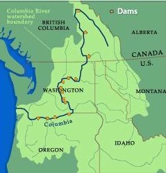 The path of the Columbia River