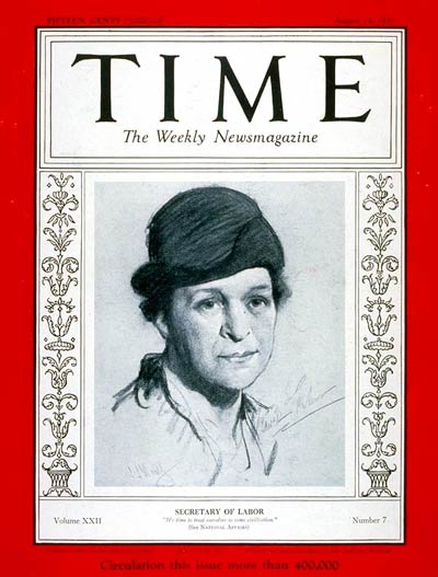 Frances Perkins on the cover of Time magazine