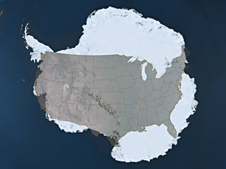 Size comparison between the US and Antarctica