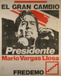 Peru Political Poster Showing Mario Vargas Llosa and Fredemo Party