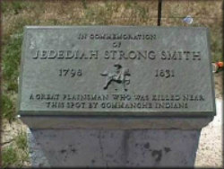 A marker on the Santa Fe Trail commemorating Smith