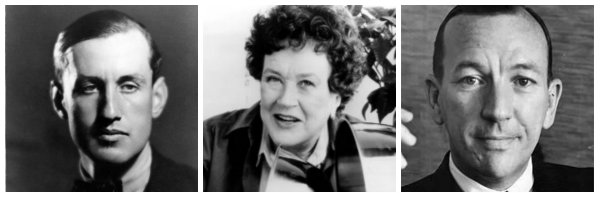 From Left to Right: Ian Fleming, Julia Child, Noel Coward From Left to Right: Ian Fleming, Julia Child, Noel Coward