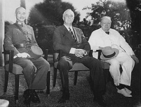 Generalissimo Chiang Kai-Shek, President Roosevelt and Prime Minister Winston Churchill at the Cairo Conference