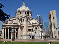 The administrative headquarters of the Christian Science church in Boston, Massachusetts