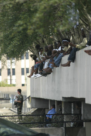 New Orleans Residents Wait Outside Superdome