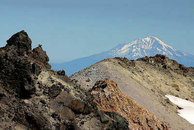 Mount Shasta, towering over the summit of Lassen Peak