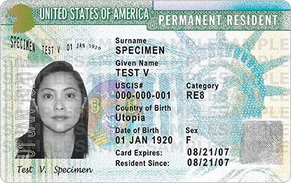 Sample Green Card
