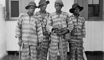 Four men in a convict leasing chain in 1915