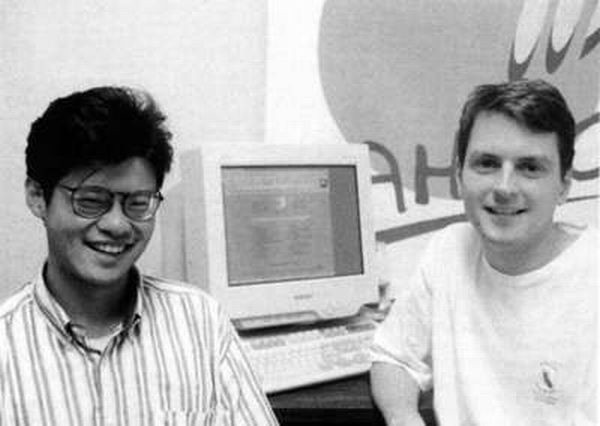 Jerry Yang and David Filo, creators of Yahoo, in 1994 while studying at Stanford