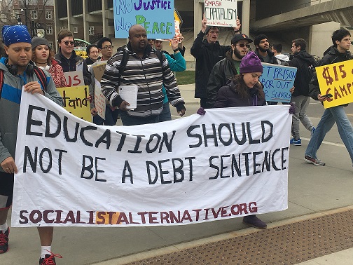 Students protesting education debt