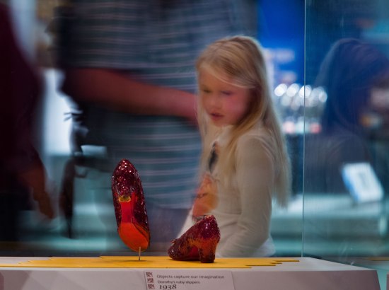 Dorothy's ruby slippers on display at the Smithsonian
