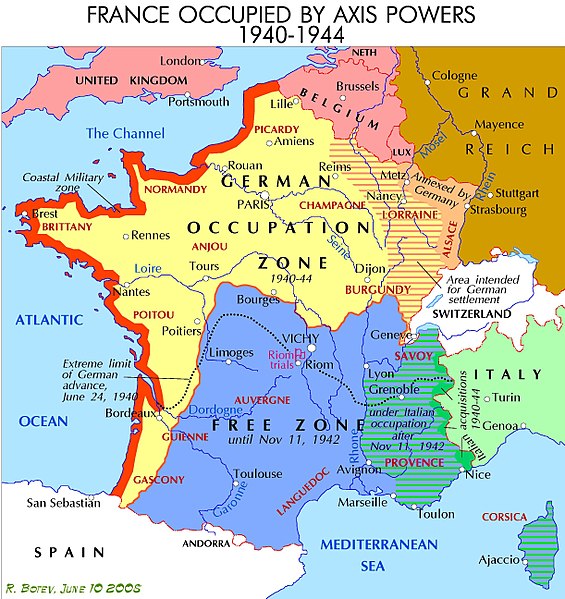 map of France, 1940-42