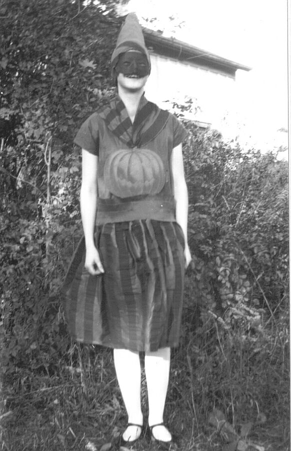 Girl in a Halloween costume in Ontario, 1928