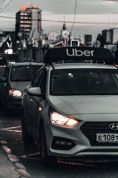 Uber vehicle in traffic