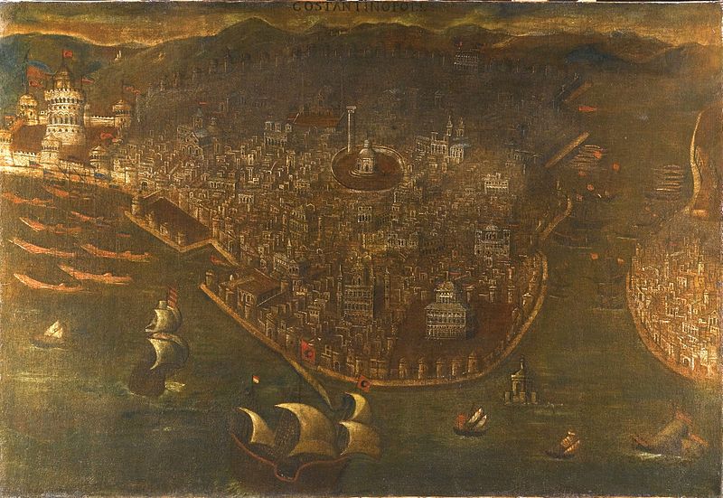 Painting of the Fall of Constantinople from above