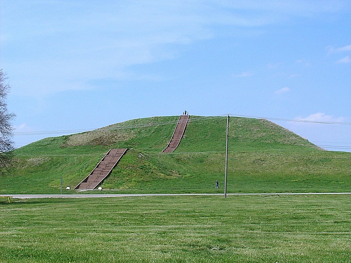 Large grassy mounds with staircase built in
