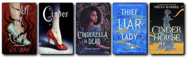 Images of book jackets by Gorman, Meyer, Bayron, Soria, and Marske