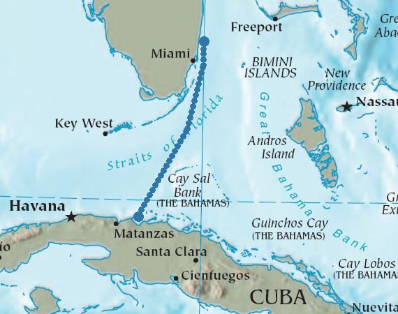 Map showing Elián González's journey from Cuba to Fort Lauderdale