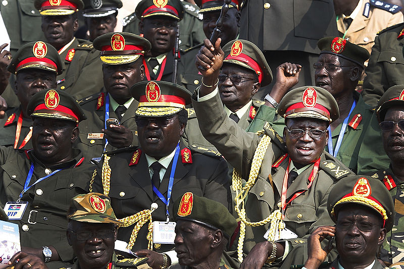 Generals of South Sudan, seated together in uniform, celebrating independence