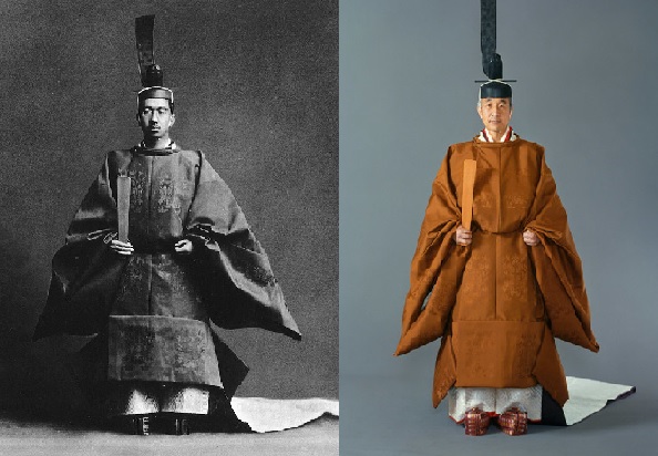 Emperor Heisi and Emperor Showa both wearing the sokutai, traditional court dress