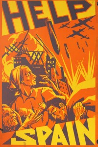 Propaganda poster reading Help Spain designed to attract volunteers to the Republican cause