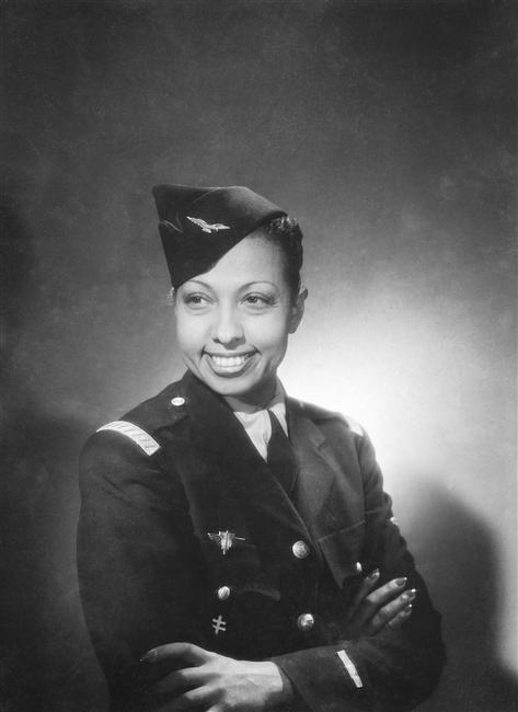 Josephine Baker dressed in military uniform in 1948