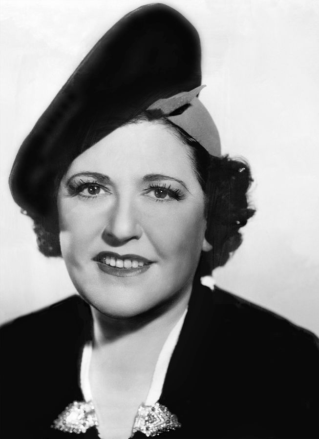 Black and white photo of Louella Parsons