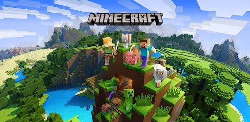 Minecraft gameplay featuring blocky, pixelated human and animal characters