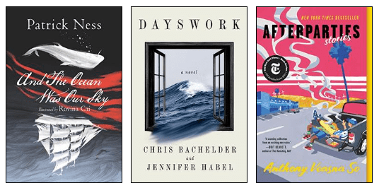 Covers of books related to Moby-Dick: Dayswork, Afterparties and And the Ocean Was Our Sky
