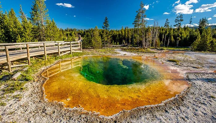 Yellowstone's Morning Glory Spring with yellow color from archaebacteria