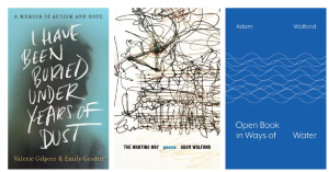 Covers of Grodin's memoir and the two poetry books by Wolfond mentioned in article