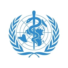 World Health Organization logo with staff and snake