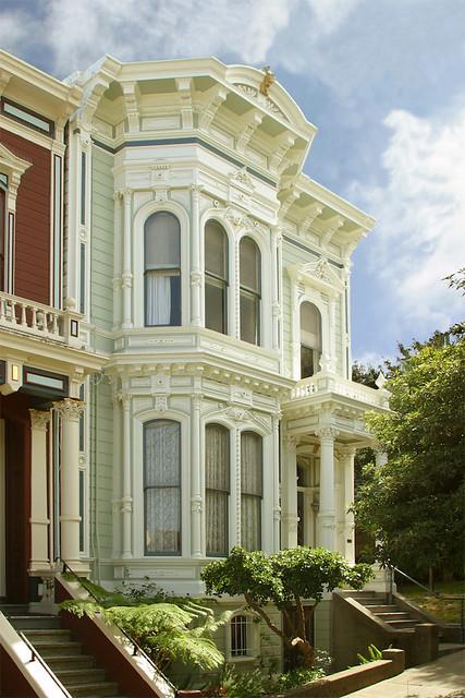 White Victorian rowhouse in San Francisco